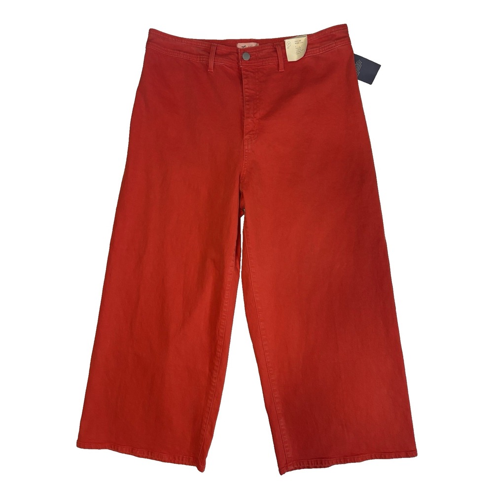 Universal Thread Women's 17 Red High Rise Sailor‎ Wide Leg Ankle Jeans NEW Baggy